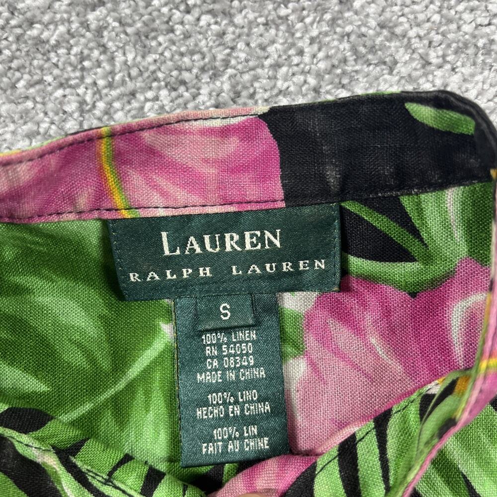 Lauren Ralph Lauren Kimono Womens Small Linen Button Knots Hibiscus Vacation - Picture 3 of 13